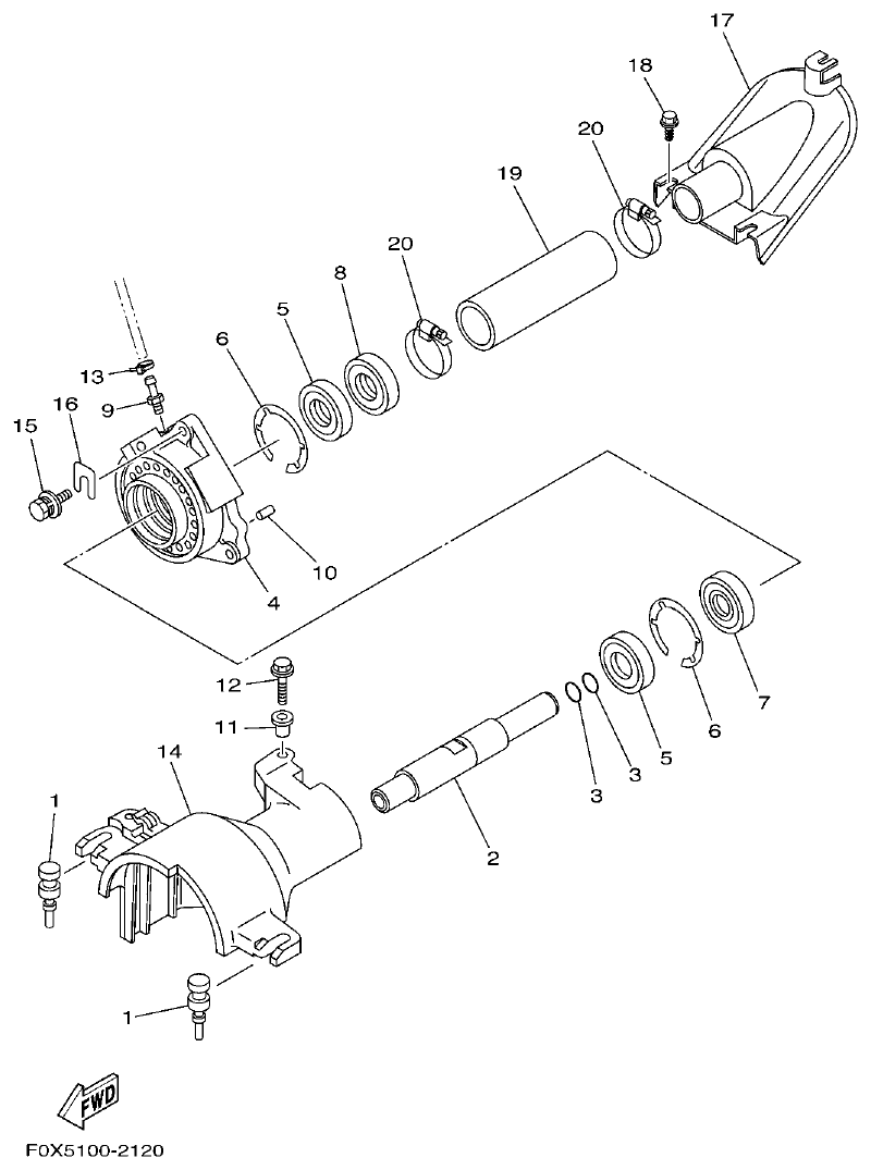 Yamaha F1G1 JET UNIT 2 parts diagram